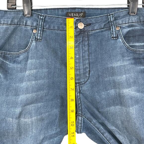 Venus Blue FAME Black Panel Mid-Rise Front Pocket Belt‎ Loop Jeans Womens 10 - Picture 6 of 7